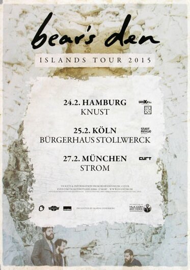 Bear`s Den - Island, Tour 2015 - Konzertplakat