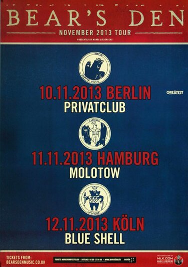 Bear`s Den - Live On Tour, Tour 2013 - Konzertplakat