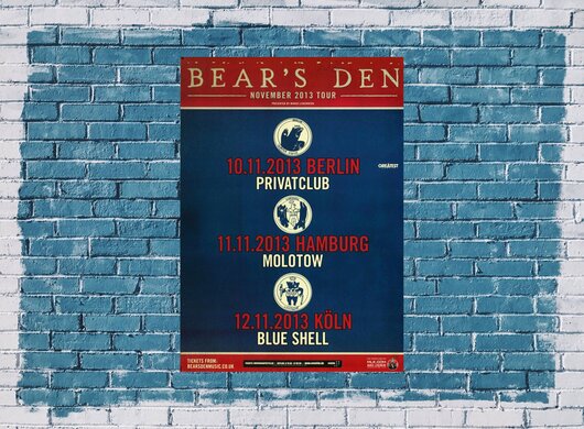 Bear`s Den - Live On Tour, Tour 2013 - Konzertplakat
