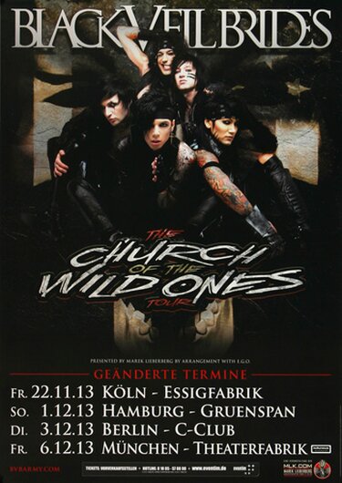 Black Veil Brides - New Religion , Köln 2013 - Konzertplakat