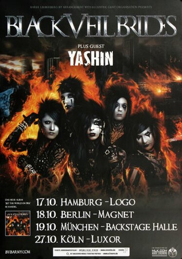 Black Veil Brides - World On Fire, Tour 2011 - Konzertplakat