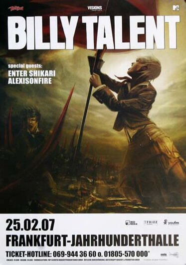Billy Talent - Live on Tour, Frankfurt 2007 - Konzertplakat