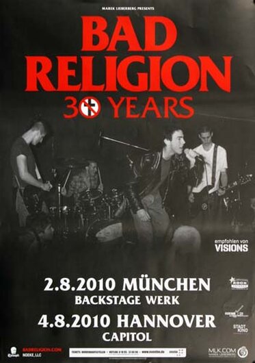 Bad Religion - 30 Years Mix, Mnchen & Hannover 2010 - Konzertplakat