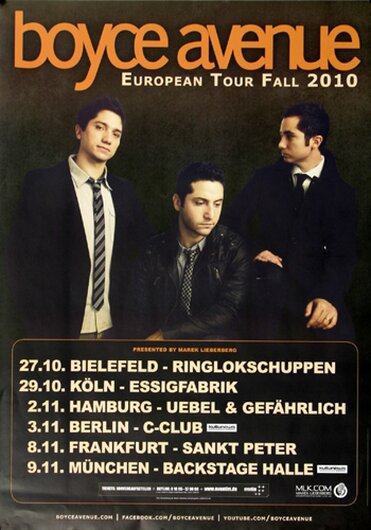 Boyce Avenue - Fall, Tour 2010 - Konzertplakat
