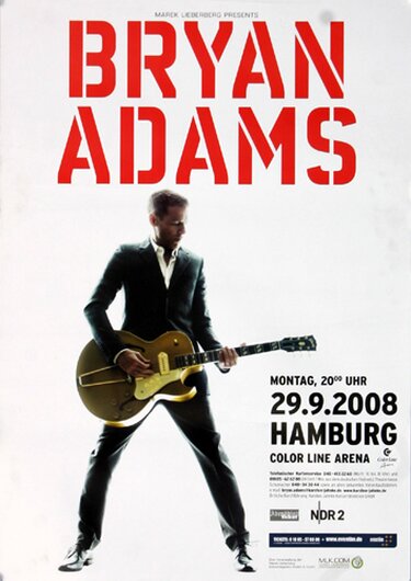 Bryan Adams - Eleven Live, Hamburg 2008 - Konzertplakat