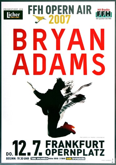Bryan Adams - Open Air, Frankfurt 2007 - Konzertplakat