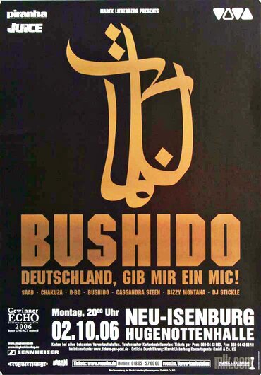 Bushido - Payback Black, Neu-Isenburg  2006 - Konzertplakat
