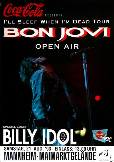 Bon Jovi & Billy Idol, Open Air, Mannheim 1993 - Konzertplakat