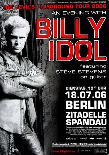 Billy Idol - Devils Playground , Berlin 2006 - Konzertplakat