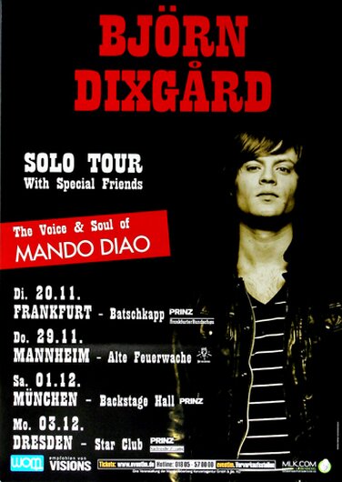 Björn Dixgärd - Mando Diao, Tour 2007 - Konzertplakat