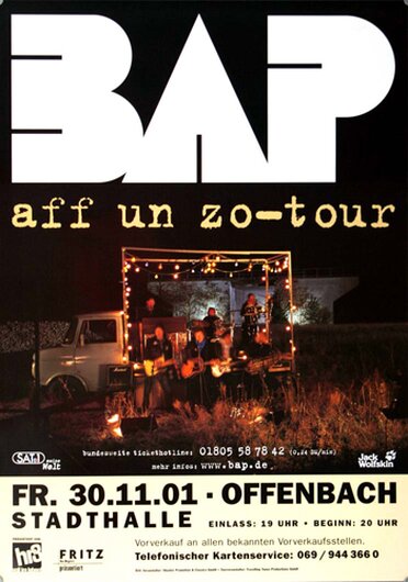 BAP - Aff Un Zo, Offenbach & Frankfurt 2001 - Konzertplakat