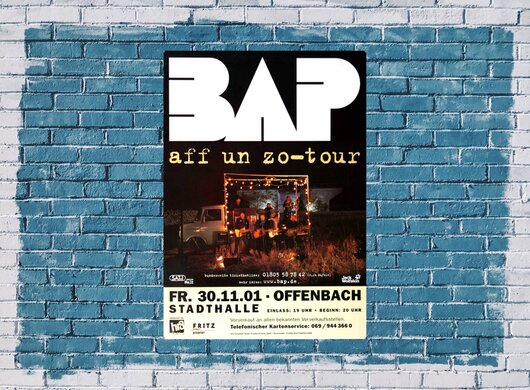 BAP - Aff Un Zo, Offenbach & Frankfurt 2001 - Konzertplakat