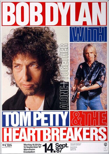 Bob Dylan & Tom Petty - Alone & Together, Mannheim 1987 - Konzertplakat