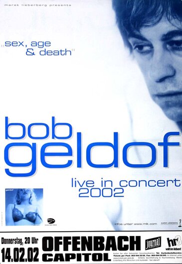 Bob Geldof - Sex, Age & Death, Offenbach & Frankfurt 2002 - Konzertplakat