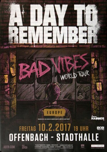 A Day To Remember - Bad Vibes , Frankfurt 2017 - Konzertplakat