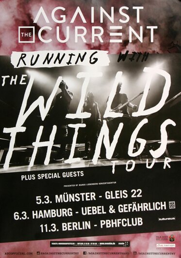 Against The Current - Wild Things , Tour 2016 - Konzertplakat