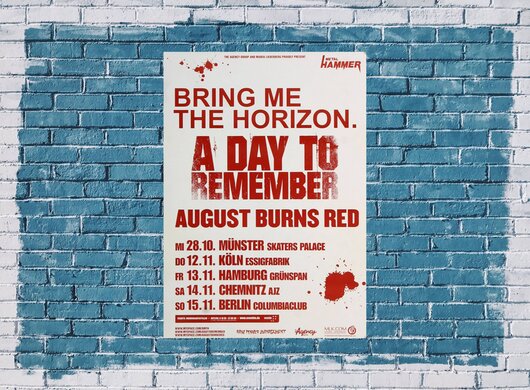 A Day To Remember - Live In Concert, Tour 2016 - Konzertplakat