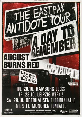 A Day To Remember - The Eastpak, Tour 2011 - Konzertplakat