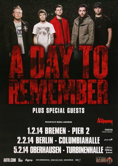A Day To Remember - Good Things, Tour 2014 - Konzertplakat