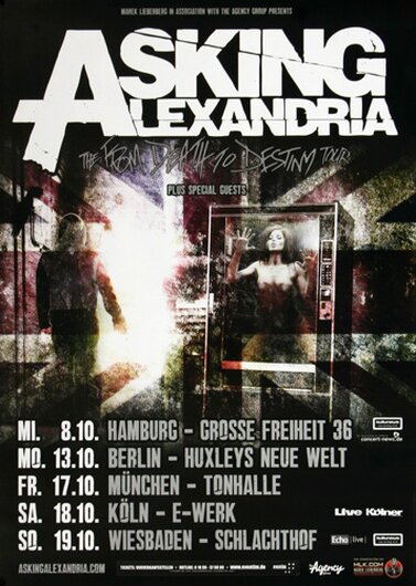 Asking Alexandria - The Death Of Me, Tour 2013 - Konzertplakat