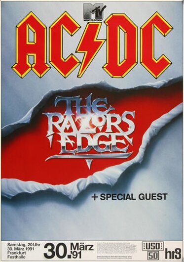AC/DC - The Rezors Edge, Frankfurt 1991 - Konzertplakat