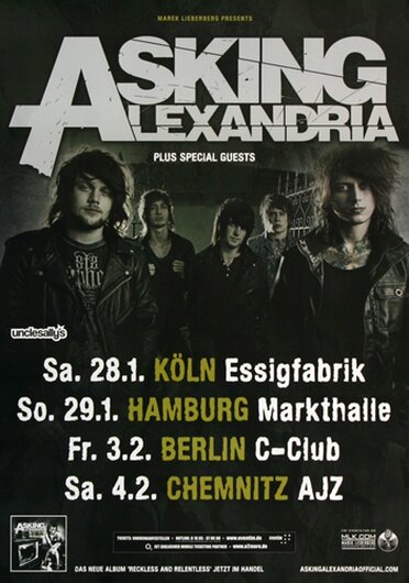 Asking Alexandria - Run Free Part 1, Tour 2012 - Konzertplakat