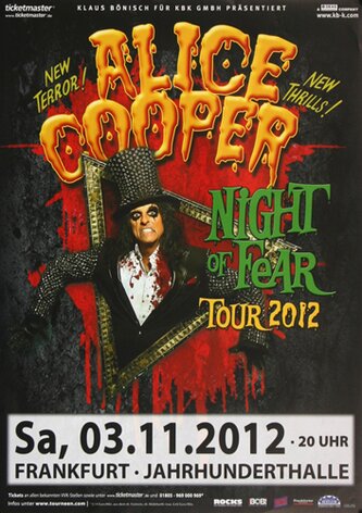 Alice Cooper - Night Of Fear, Frankfurt 2012 - Konzertplakat