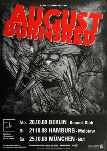 August Burns Red - Messengers, Tour 2008 - Konzertplakat