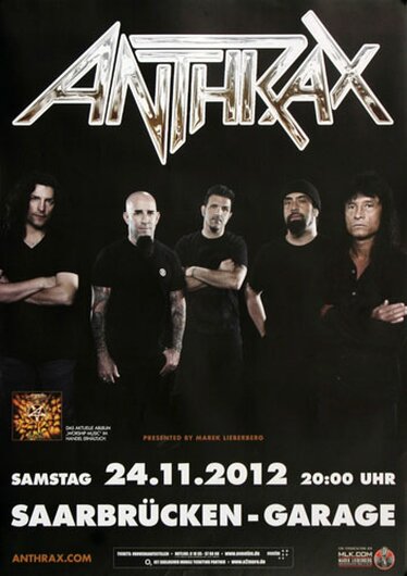 Anthrax - Workship Music, Saarbrücken 2012 - Konzertplakat