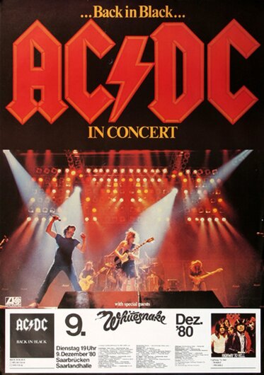 AC/DC - Back In Black, Saarbrücken 1980 - Konzertplakat