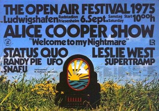 The Open Air Festival, Alice Cooper Show, Ludwigshafen, 1975, Konzertplakat