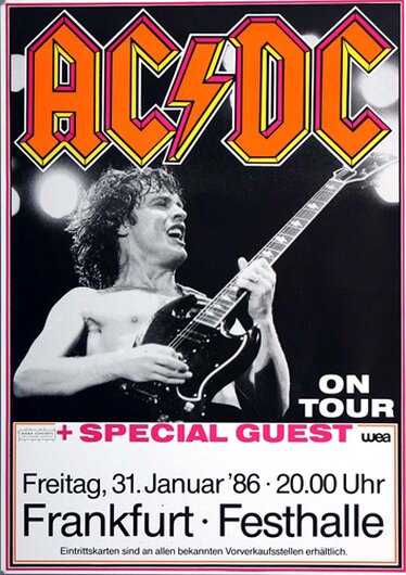 AC/DC - Fly On The Wall, Frankfurt  1986 - Konzertplakat