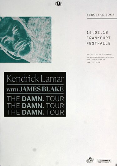 Kendrick Lamar - The Damn , Frankfurt 2018 - Konzertplakat