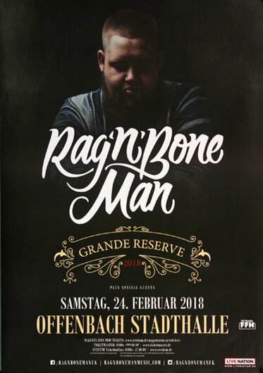 Rag´n Bone Man - Grande Reserve , Frankfurt 2018 - Konzertplakat