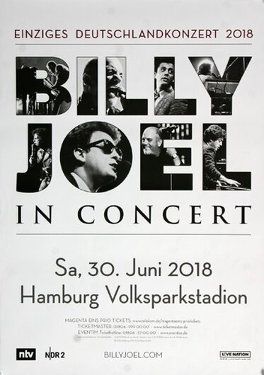 Billy Joel - Live in Concert, Hamburg 2018 - Konzertplakat