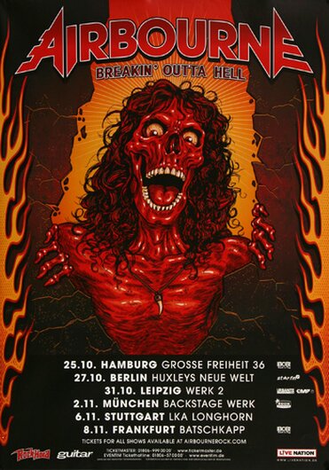 Airbourne - Breakin Outta Hell, Tour 2017 - Konzertplakat